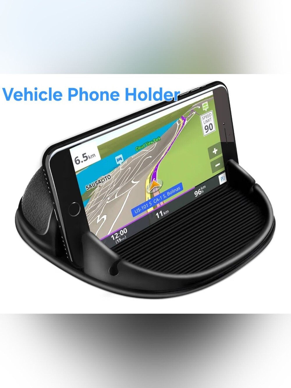 Vehicle Dashboard Phone Holder Mount — Black